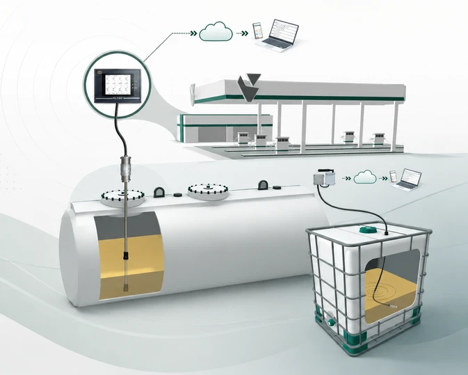 Diagrama esquemático mostrando a Plataforma Concilia integrada a um tanque de combustível físico por meio de console e sensores inteligentes.